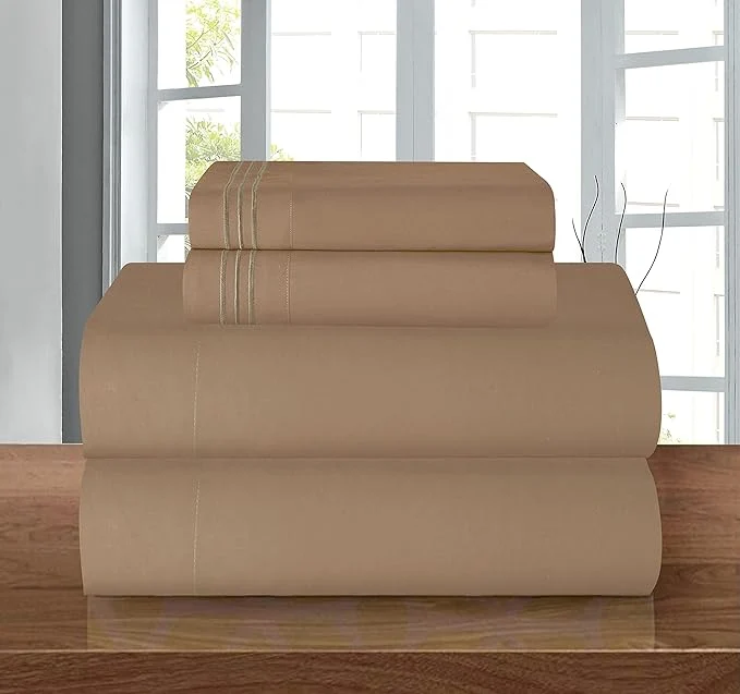 Original Design Elegant Comfort Luxury Soft 1500 Premier Hotel Quality 4-Piece Sheet Wrinkle and Fade Resistant Bedding Set Deep Pocket up to 16inch King Taupe Unique