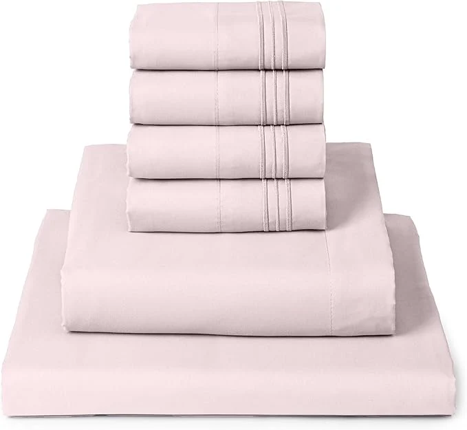 Artisan Mellanni King Sheet Set – 6-Piece Iconic Collection Bedding Including 4 Pillowcases 16-Inch Deep Pocket Easy Care Extra Soft Cooling Sheets Brushed Microfiber – Blush Pink Practical