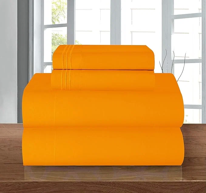 Fast Elegant Comfort Luxury Soft 1500 Premier Hotel Quality 4-Piece Sheet Wrinkle and Fade Resistant Bedding Set Deep Pocket up to 16inch Twin Twin XL Elite Orange Healthy