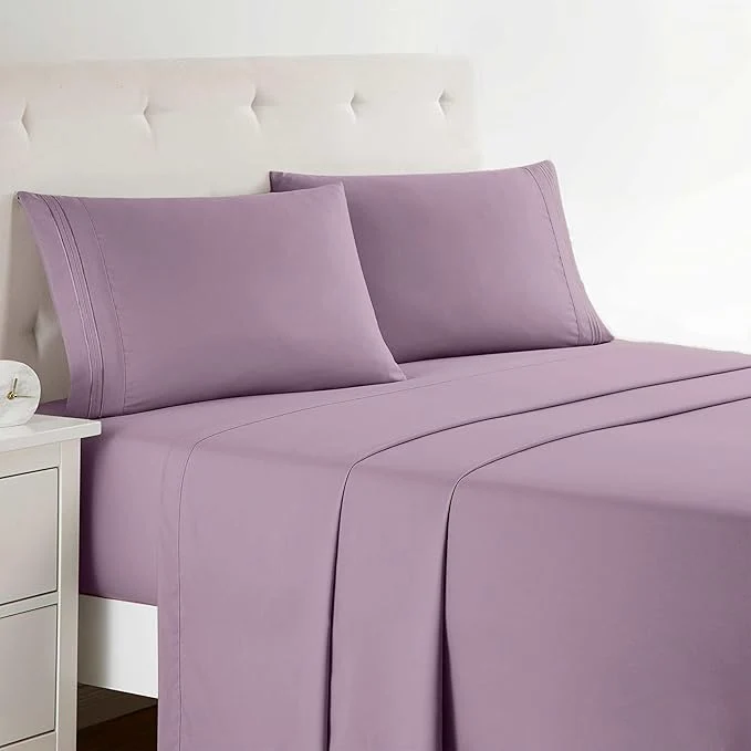Convenient Clara Clark Bed Sheets Premier 1800 Series Bed Sheet Set Deep Pocket Wrinkle Fade Stain Resistant Luxury Soft Bedding Sheets amp Pillowcases King Dusty Purple Effective