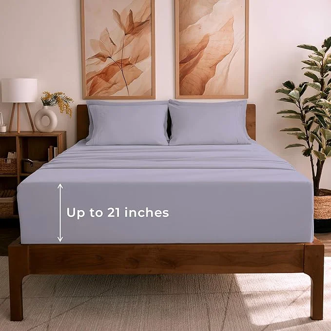 Responsible Mellanni King Sheet Set – 6-Piece Iconic Collection Bedding Including 4 Pillowcases 21-Inch Extra Deep Pocket Easy Care Ultra Soft Cooling Sheets Brushed Microfiber – Lavender High-Grade