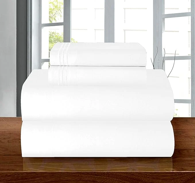Contemporary Elegant Comfort ® 1500 Thread Count ULTRA SILKY SOFT LUXURY 4 pcs Sheet set Deep Pocket Up to 16 quot – Wrinkle Resistant – All Size and Colors California King White Flexible