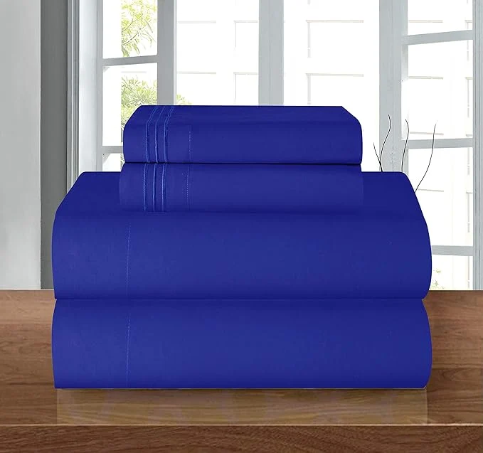 Fine Elegant Comfort 1500 Thread Count – Wrinkle Resistant – Egyptian Quality Ultra Soft Luxurious 4 pcs Bed Sheet Set Deep Pocket Up to 16 quot – Many Size and Colors King Royal Blue Prestigious