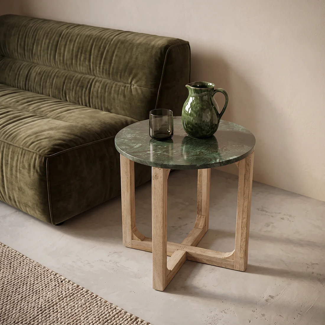 Secure Green marble side table Ø50 cm Artisan