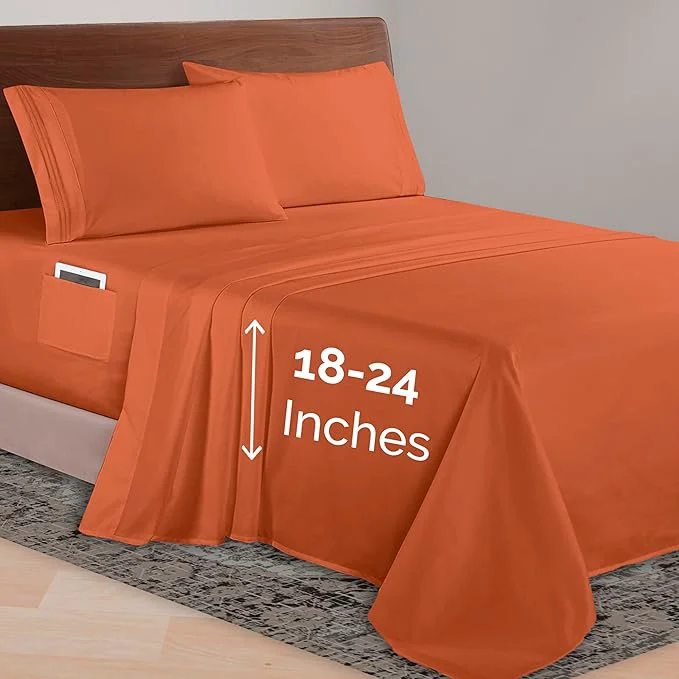 Sophisticated Elegant Comfort Luxurious 1500 Premium Hotel Quality Microfiber 4-Piece Sheet Set 18-24 Inches Deep – Extra Deep Pocket Sheets – Ultra Soft 4PC Deep Pocket Sheets Twin Twin XL Coral Proven