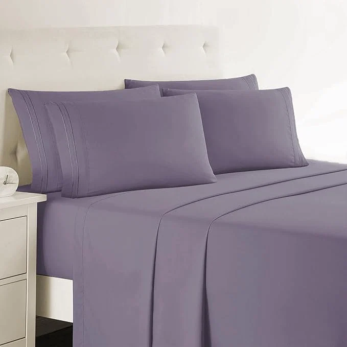 Stylish Clara Clark Twin XL Sheets – Hotel Luxury 5 Piece Bed Sheets for Twin XL Size Bed – Soft Bedding Sheets amp Pillowcases Fits Mattress up to 16 inch deep. Twin XL Grayish Purple Premium
