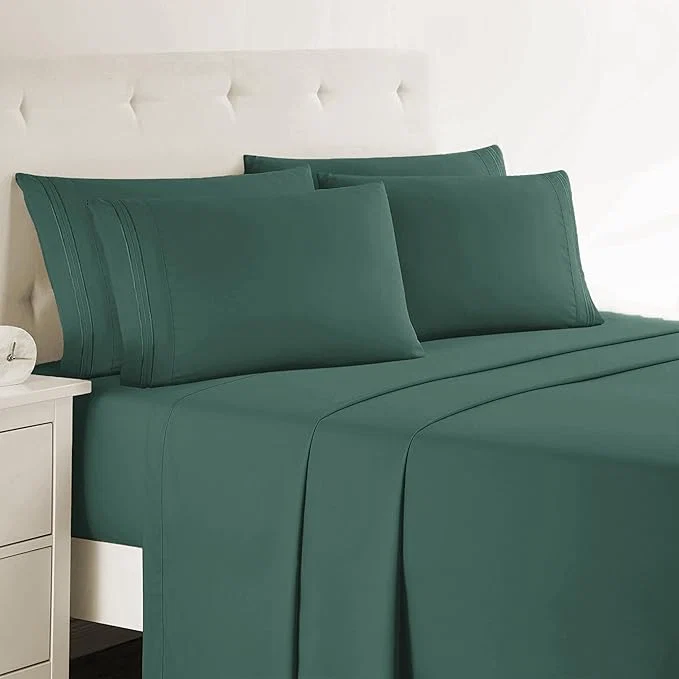Durable Clara Clark Twin Sheets – Hotel Luxury 5 Piece Bed Sheets for Twin Size Bed – Soft Bedding Sheets amp Pillowcases Fits Mattress up to 16 inch deep. Twin Forest Green Lightweight