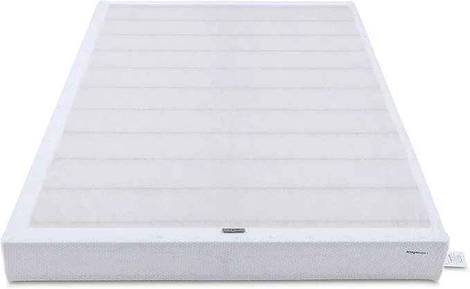 Original Amazon Basics Smart Box Spring Bed Base 9-Inch Height Mattress Foundation Tool- Easy Assembly Full Strong Support for All Mattress Types 74 quot L x 53 quot W x 9 quot H White Detailed