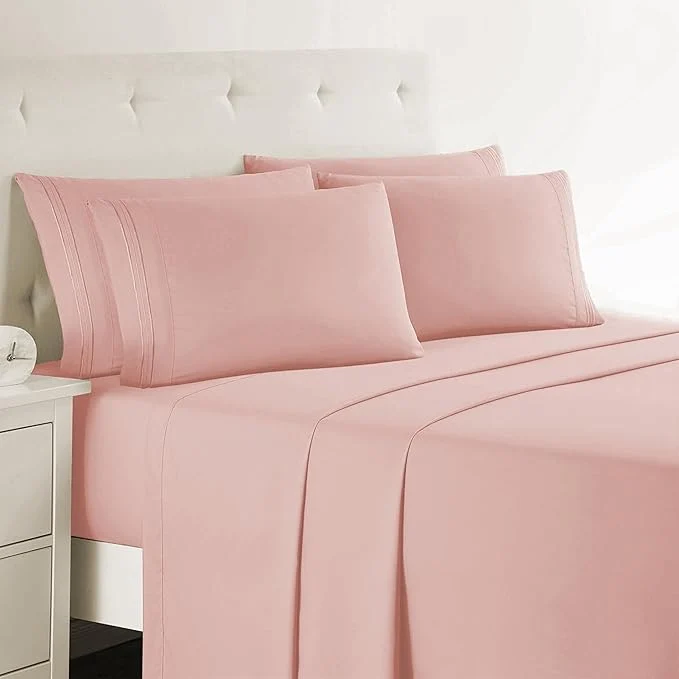 Reusable Clara Clark King Sheets – Hotel Luxury 6 Piece Bed Sheets for King Size Bed – Soft Bedding Sheets amp Pillowcases Fits Mattress up to 16 inch deep. King Peach Beige Enhanced
