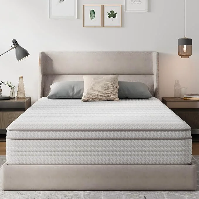 Breathable Novilla 12 Inch Queen Size Mattress in a Box Hypoallergenic amp Back Pain Relief Hybrid Queen Mattresses with Smarts Coils Fiberglass CertiPUR-US Colchones No Box Spring Needed Flexible