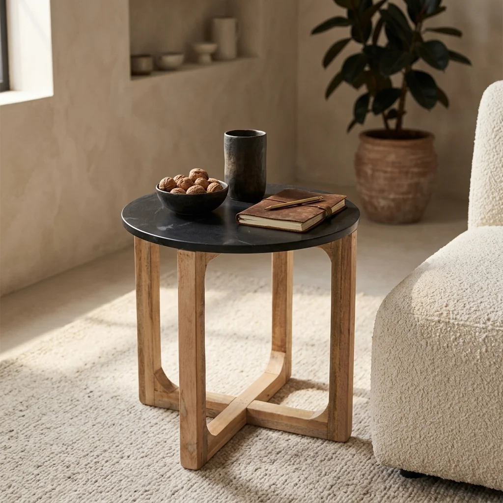 Professional Marmeren bijzettafel rond zwart Environmentally Friendly