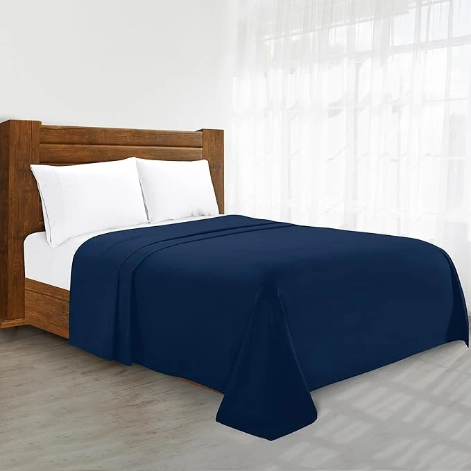 Recyclable Luxury Flat Sheet on Amazon Elegant Comfort Wrinkle- 1500 Premier Hotel Quality 1-Piece Flat Sheet California King Size Navy Blue First-Class