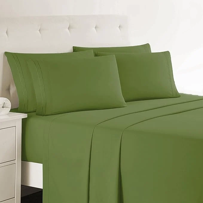 Clara Clark Twin Sheets 5 Piece Set – Hotel Luxury Sheets for Twin Size Bed Super Soft Bedding Set Twin Size Calla Green Outstanding