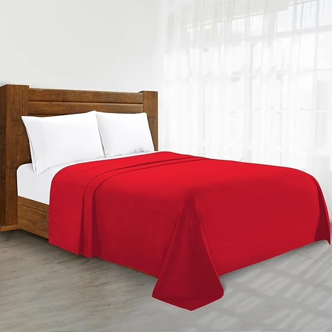 Organic Luxury Flat Sheet on Amazon Elegant Comfort Wrinkle- 1500 Premier Hotel Quality 1-Piece Flat Sheet King Size Red Specialty