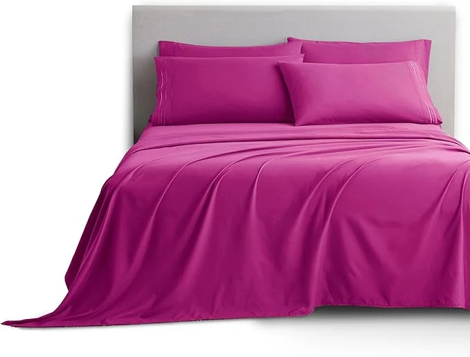 Optimized Clara Clark King Sheets 6 Piece Set – Hotel Luxury Sheets for King Size Bed Super Soft Bedding Set King Size Magenta Elegant