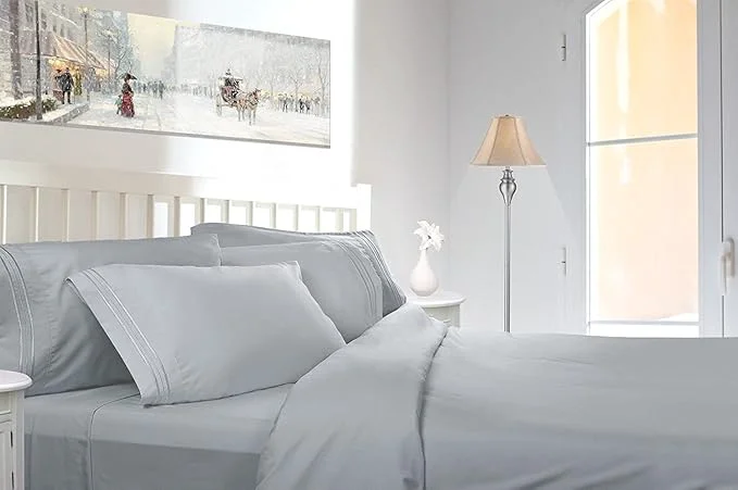 Refined Clara Clark King Sheets 6 Piece Set – Hotel Luxury Sheets for King Size Bed Super Soft Bedding Set King Size Silver Detailed