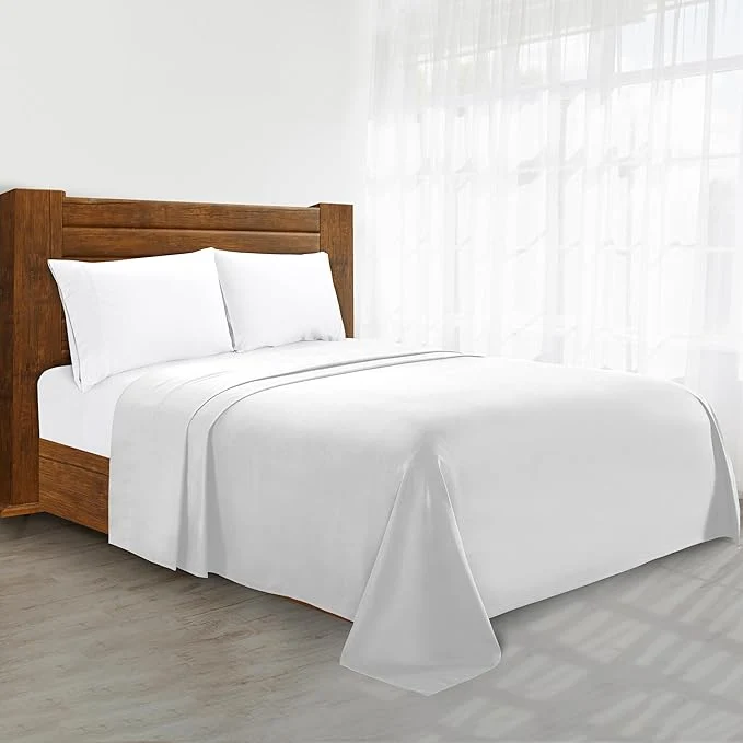Consistent Luxury Flat Sheet on Amazon Elegant Comfort Wrinkle- 1500 Premier Hotel Quality 1-Piece Flat Sheet California King Size White Organic
