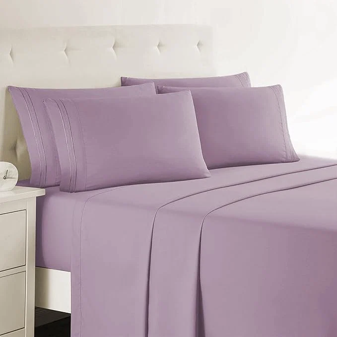 Elite Clara Clark King Sheets – Hotel Luxury 6 Piece Bed Sheets for King Size Bed – Soft Bedding Sheets amp Pillowcases Fits Mattress up to 16 inch deep. King Dusty Purple Relaxed