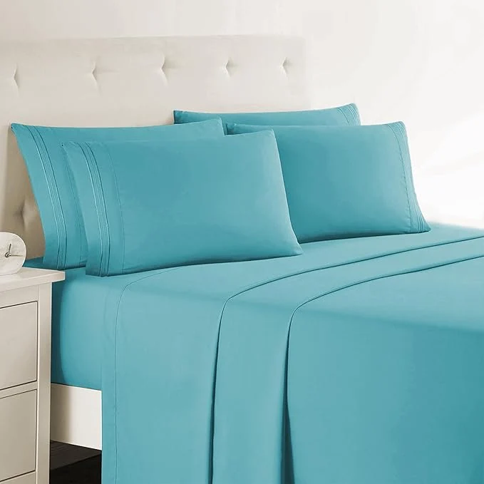 Long-Lasting Clara Clark Twin Sheets 5 Piece Set – Hotel Luxury Sheets for Twin Size Bed Super Soft Bedding Set Twin Size Teal High-End