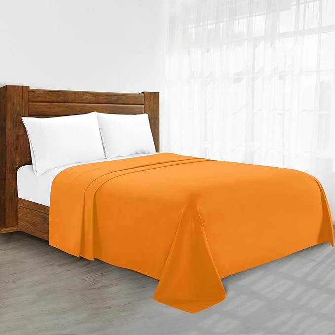 Fashionable Luxury Flat Sheet on Amazon Elegant Comfort Wrinkle- 1500 Premier Hotel Quality 1-Piece Flat Sheet Twin Twin XL Size Vibrant Orange Crafted