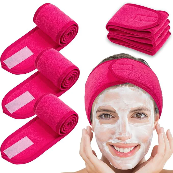 Elegant Whaline Spa Facial Headband 4 Packs Head Wrap Terry Cloth Headband Adjustable Classic