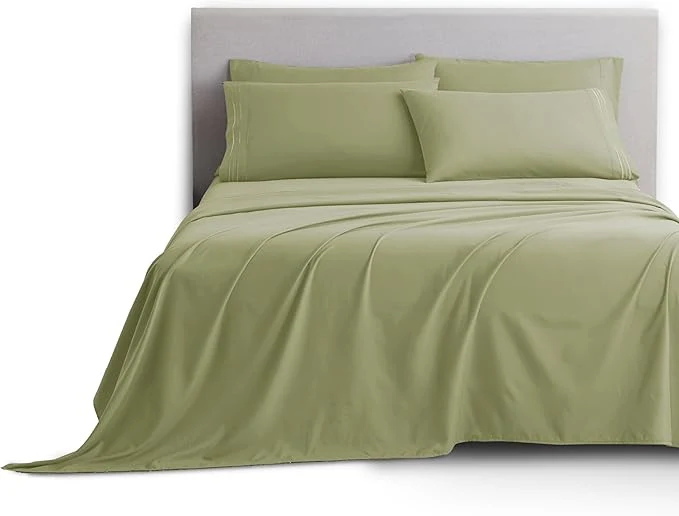 High-Performance Clara Clark King Sheets 6 Piece Set – Hotel Luxury Sheets for King Size Bed Super Soft Bedding Set King Size Sage Green Functional