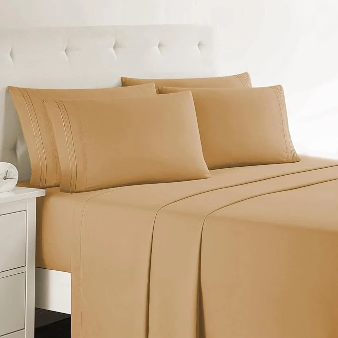 Relaxed Clara Clark Twin Sheets 5 Piece Set – Hotel Luxury Sheets for Twin Size Bed Super Soft Bedding Set Twin Size Camel Gold Genuine