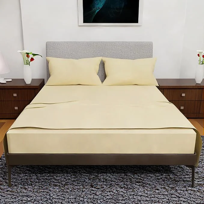 Outstanding Royal Bliss King Size Sheets Set – 4 Piece Bedding – Wrinkle Deep Pocket Sheets King Bedding Tan Easy-to-Use