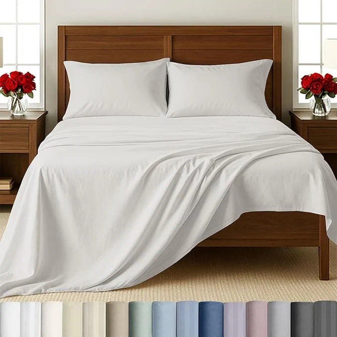 Versatile California Design Den Cotton Sheets Full Size Bed Set – 500 Thread Count Sateen Deep Pocket Full Bed Sheets Set Soft Luxury – True Ivory Reliable