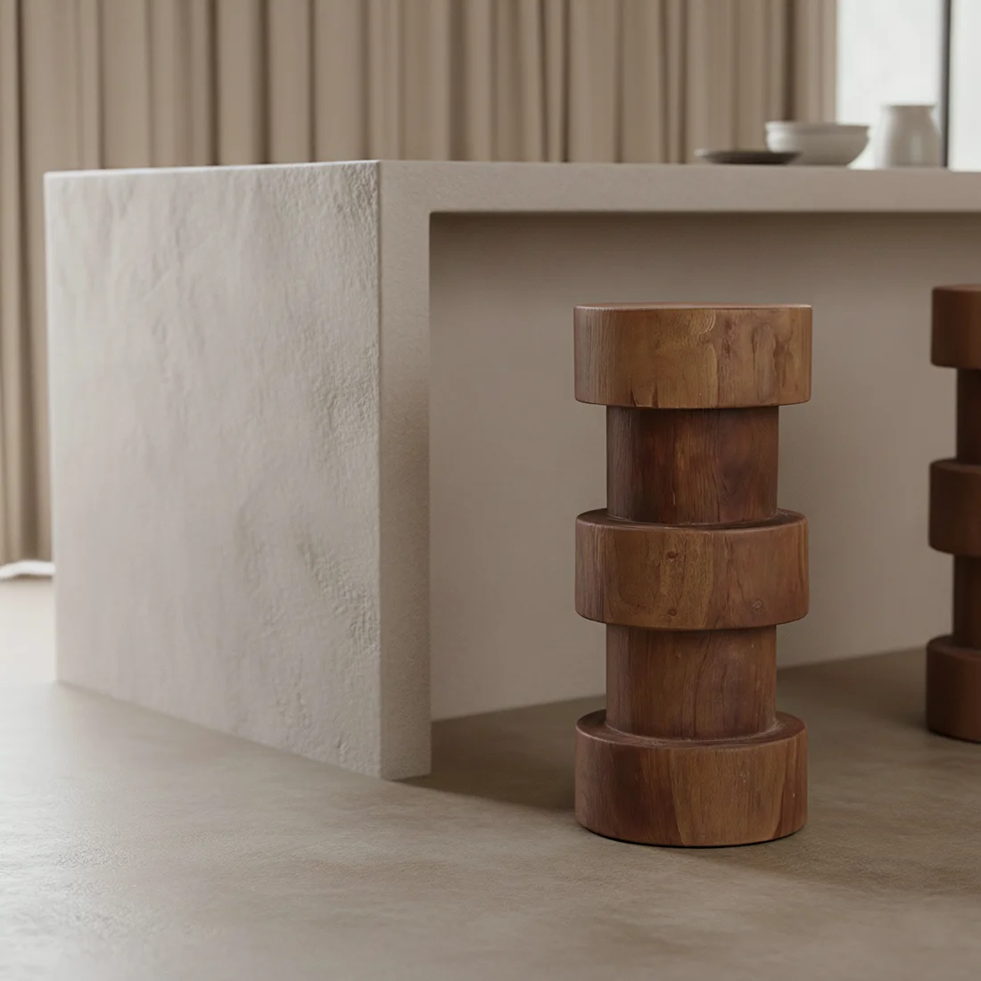 Reusable Forma barkruk Totoma natuurlijk teak Solid
