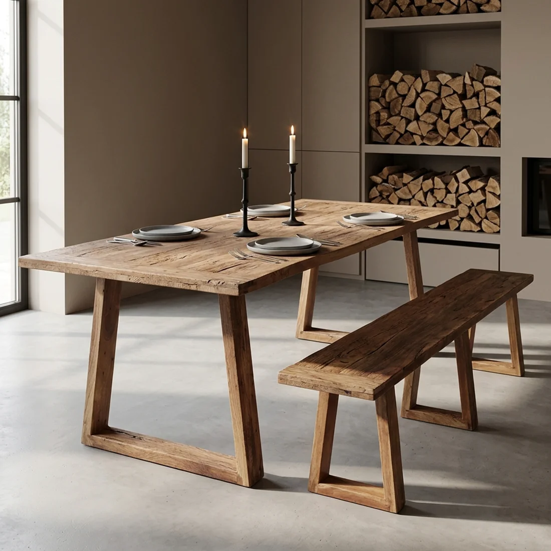 Stylish Farmwood dining table Natural