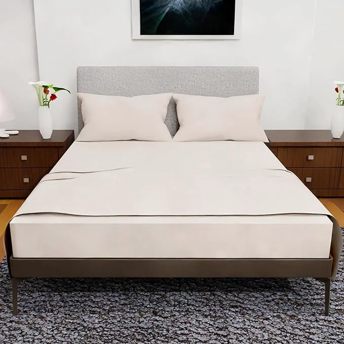 Elegant Royal Bliss King Size Sheets Set – 4 Piece Bedding Wrinkle Double Brushed Cooling Sheets Ivory Modern