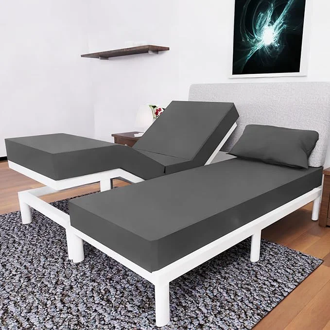 Environmentally Friendly Split California King Sheets Sets – 5 Pcs Set – California King Split Sheets for Adjustable Bed Cal King Split Adjustable Bed Sheets Dark Grey Long-Lasting
