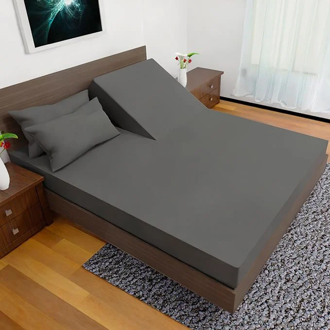 Easy-to-Use Split Top Queen Sheets for Adjustable Bed 4-Pcs 36 39 39 Flat 1 Fitted Sheet amp 2 Pillowcase – 16 Inch Deep Pocket Ultra Soft Wrinkle- Top Split Queen Sheets Set Dark Grey Long-Lasting