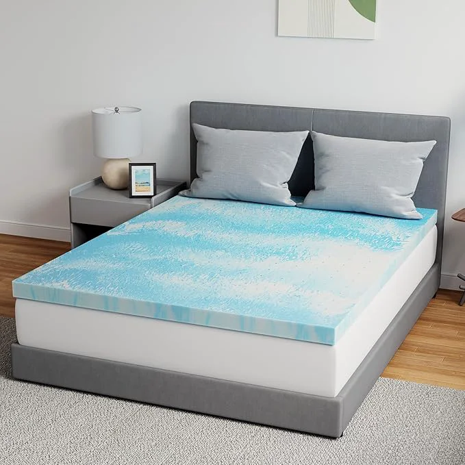 Convenient Novilla Memory Foam Mattress Topper Queen – 2 Inch Cooling Gel Infused Memory Foam Slow-Rebound Pressure Relief CertiPUR Comfort for Sleeper Sofa RV Camper Dorm Room Clean