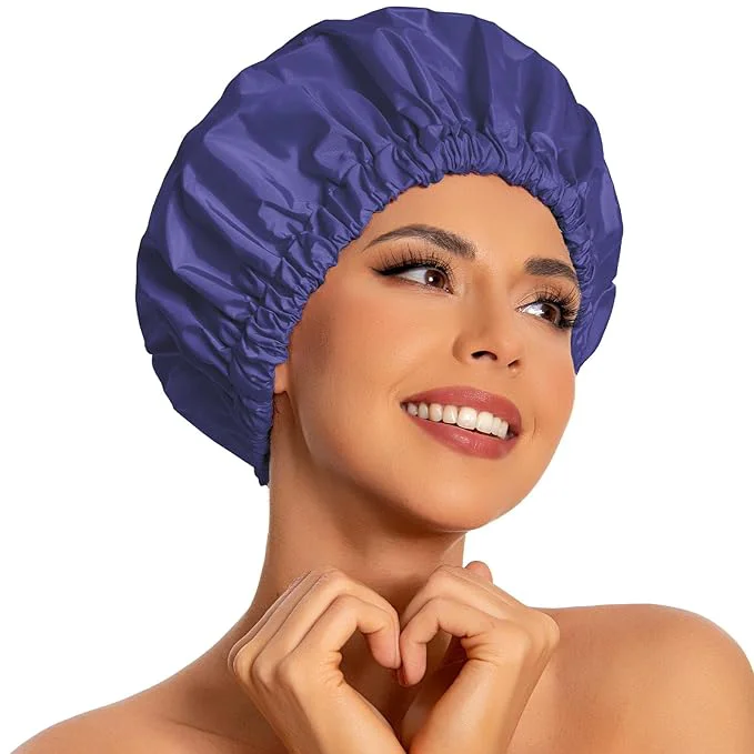 Healthy Reusable Shower Cap for Women Large Waterproof Shower Bonnet Luxury