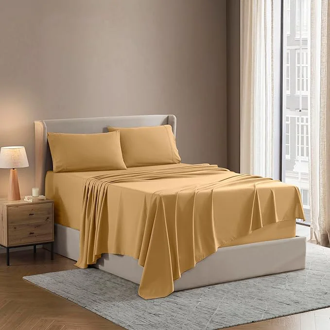 Powerful Nestl Queen Sheet Set – Luxury 1800 Ultra-Soft Microfiber Bed Sheets – Double Brushed – Deep Pockets – Easy Fit – 4 Piece Set – Bedding Sheets amp Pillowcases Queen Camel Gold Innovative