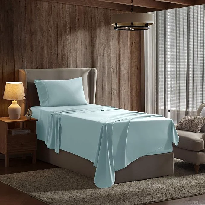 Versatile Nestl Twin XL Sheet Set – College Dorm Size – Luxury 1800 Ultra-Soft Microfiber Twin Extra Long Bed Sheets – Deep Pockets – Easy Fit – Extra Soft – 3 Piece Set Twin XL Light Blue Clean
