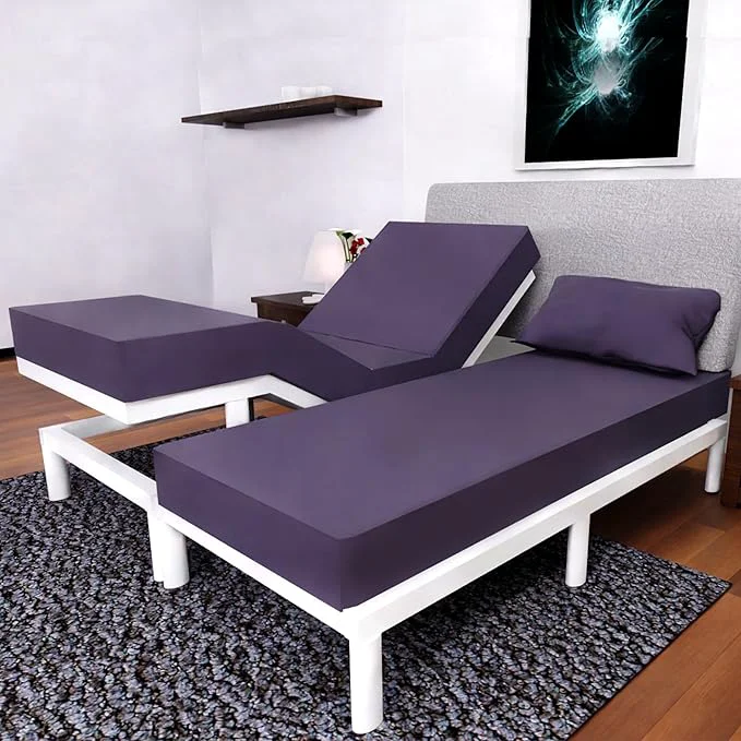 Premium Material Split California King Sheets Sets – 5 Pcs Set – Cal King Split Sheets Sets for Adjustable Bed California King Split Sheets Plum Practical