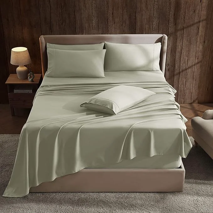 Sophisticated Hearth amp Harbor Extra Deep Pocket Sheet Sets Luxury Soft 6 Piece Bed Sheet Set Fits Mattress 18-24 Inches – Split King Size Sage Green New Professional