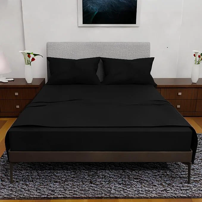 Verified Full Size Bed Sheets – 4Pcs Bed Sheets Full Size Set Deep Pocket Double Brushed Microfiber Fade Resistant Soft amp Breathable for Cozy and Comfortable Sleep Black Original Design
