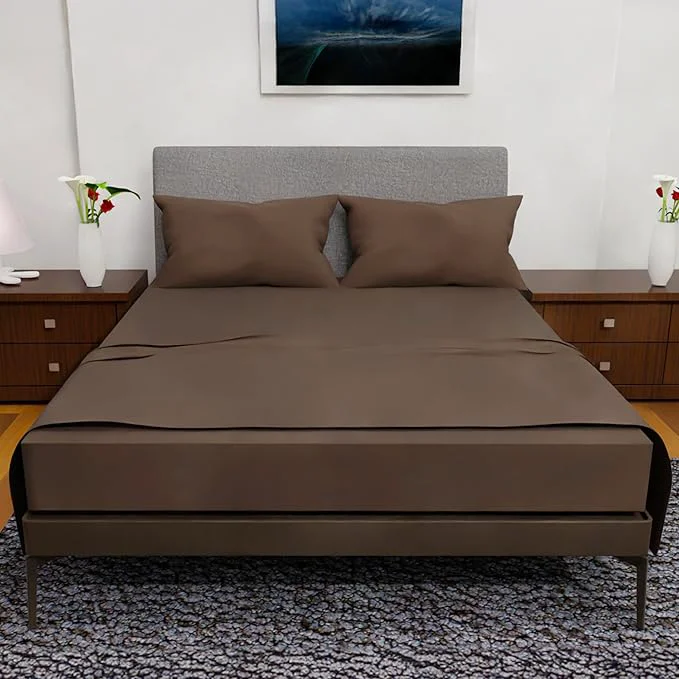 Healthy Queen Double Brushed Cooling Sheets – 4 Piece Deep Pocket Queen Size Bedding Chocolate User-Friendly