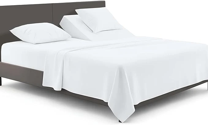 Premium Material SGI bedding 36 quot Queen Split Top Flex Head Sheet Set 1800 Threads Flex Top Sheet for Adjustable Bed 4 Piece 15 quot Deep Pocket for Sleep Number Bed – White Proven