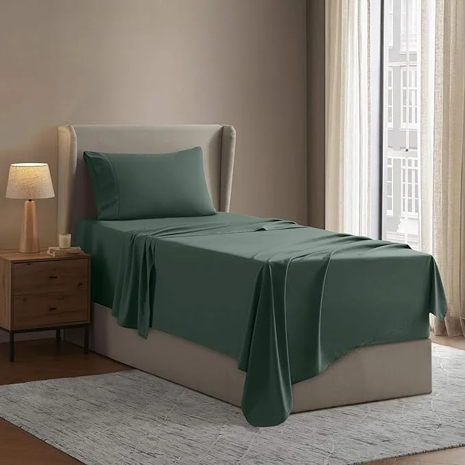 Superior Nestl Twin Sheet Set – 1800 Ultra-Soft Microfiber Twin Bed Sheets – Double Brushed – Deep Pockets – Easy Fit – Extra Soft – 3 Piece Set – Bedding Sheets amp Pillowcases Twin Dark Green Fashionable
