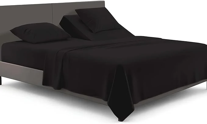Artisan SGI bedding Adjustable Split Head Flex Top King 39 quot Microfiber Sheet Set – Ultra Soft Cooling amp Deep Pocket 15 Fitted 4-Piece Breathable amp Durable Bedding Set for Split King Beds -Black Effective