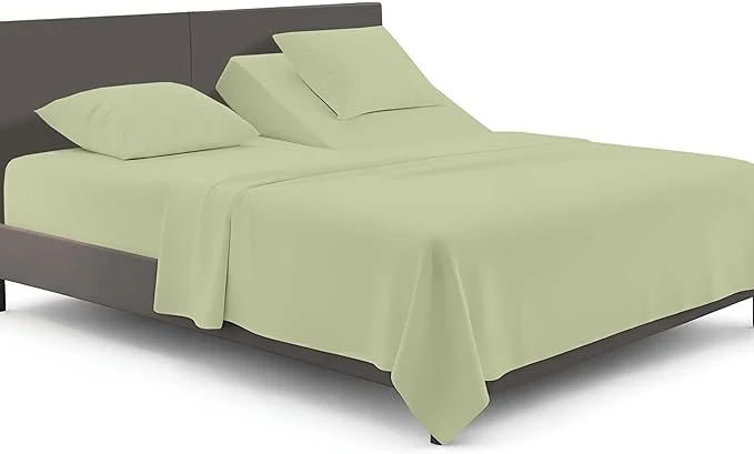 Verified SGI bedding Adjustable Split Head Flex Top King 34 quot Microfiber Sheet Set Ultra Soft Cooling amp Deep Pocket 15 Fitted 4-Piece Breathable amp Durable Bedding Set for Split King Beds -Sage Smart