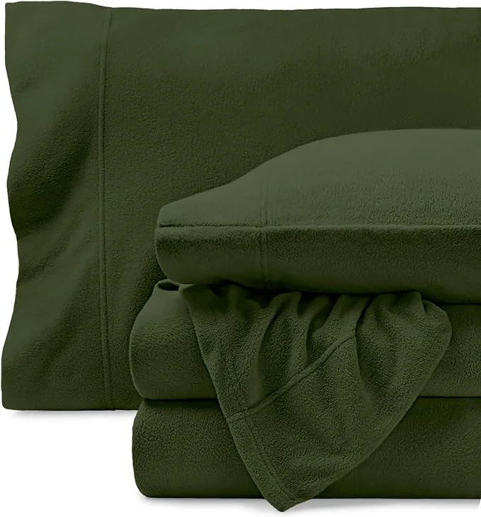 Smooth Bare Home Super Soft Fleece Sheet Set – Queen Size – Extra Plush Polar Fleece No-Pilling Bed Sheets – All Season Cozy Warmth Queen Cypress Crafted