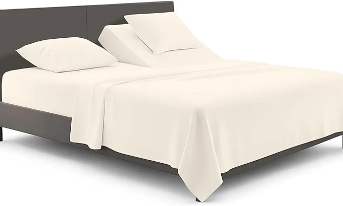 Genuine SGI bedding 36 quot King Split Top Flex Head Sheet Set 1800 Threads Flex Top Sheet for Adjustable Bed 4 Piece Sheet Set 15 quot Deep Pocket for Sleep Number Bed – Cream Sophisticated