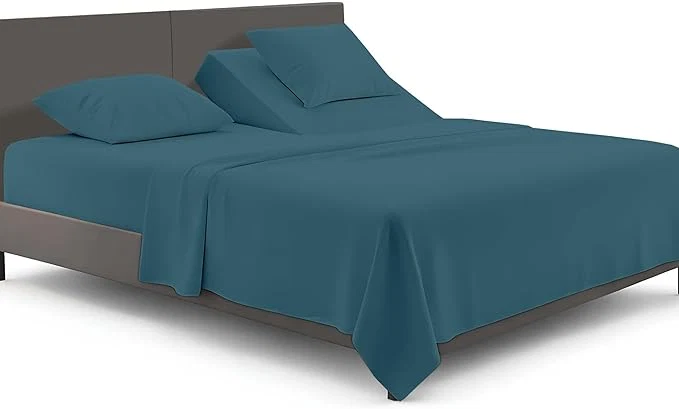 Classic SGI bedding Adjustable Split Head Flex Top King 28 quot Microfiber Sheet Set – Ultra Soft Cooling amp Deep Pocket 15 Fitted 4-Piece Breathable amp Durable Bedding Set for Split King Beds -Teal Sustainable