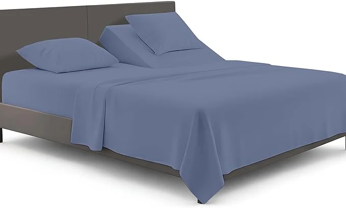 Detailed Adjustable Split Head Flex Top Cal King 32 quot Microfiber Sheet Set – Ultra Soft Cooling amp Deep Pocket 15 Fitted 4-Piece Breathable amp Durable Bedding Set for Split Cal King Beds -Mediterranean Blue World-Class